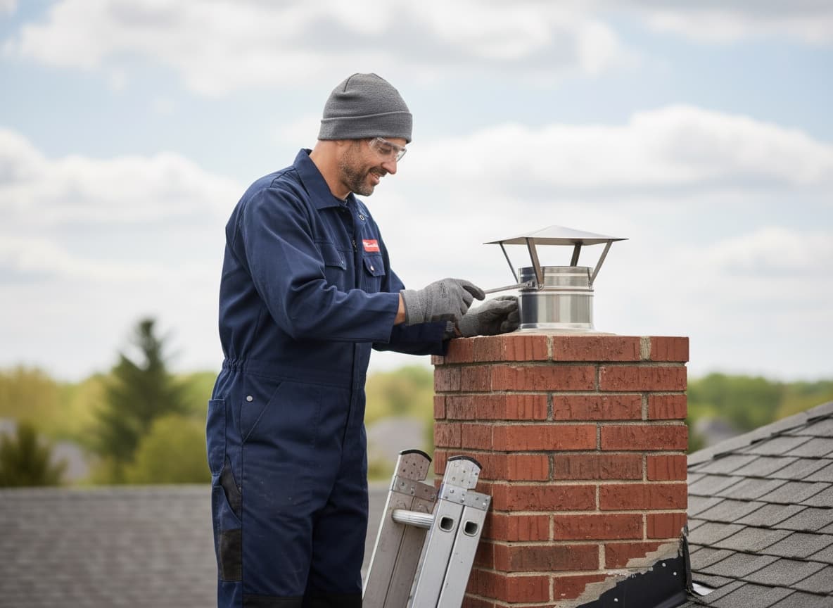 Chimney technician at work