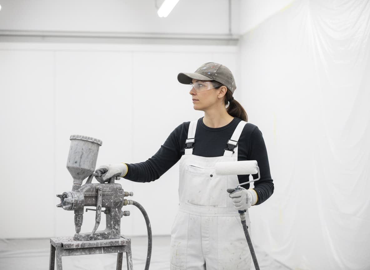 Painting technician at work