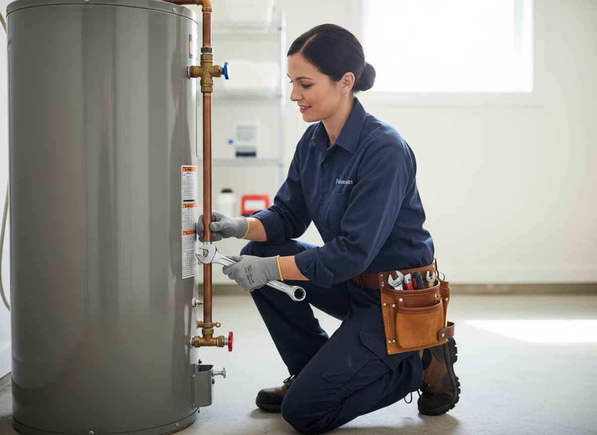 Plumbing technician at work