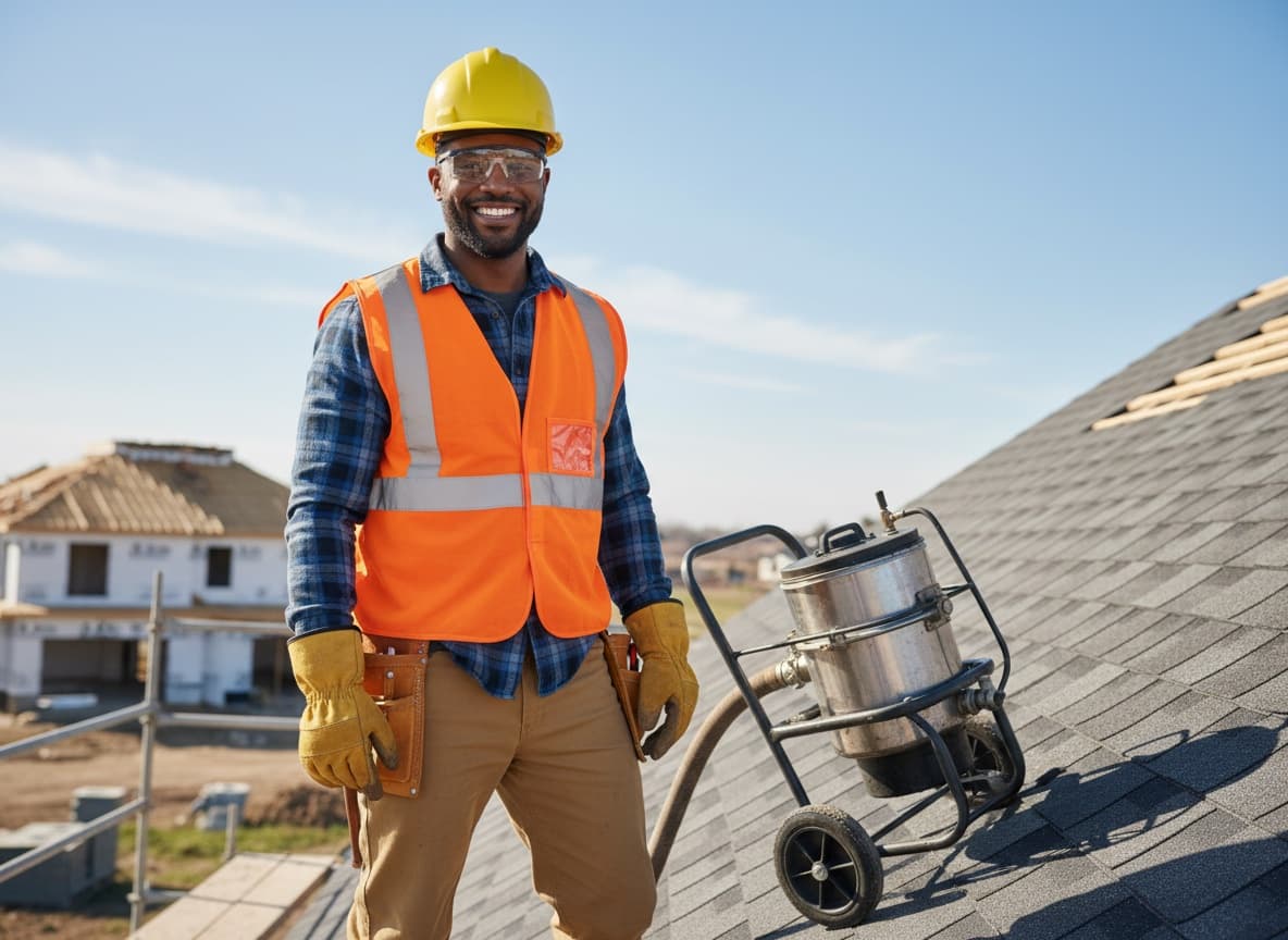 Roofing technician at work